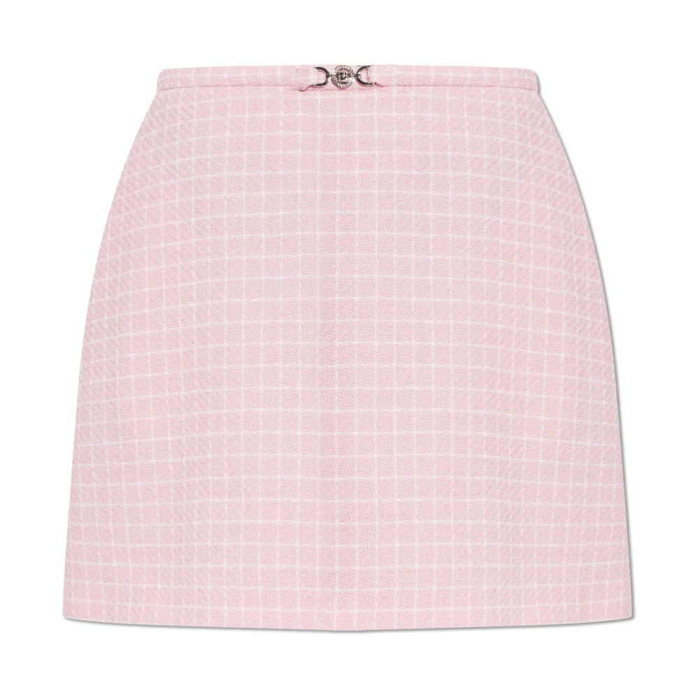 Versace Women's Pink Wool Crêpe Tweed A-Line Mini Skirt