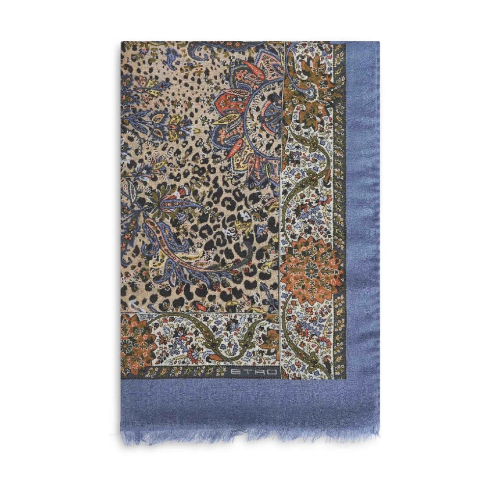 Etro Women's Multicolor Winter Scarves, One Size, Cashmere-Blend Scarf With Paisley And Animal Motif