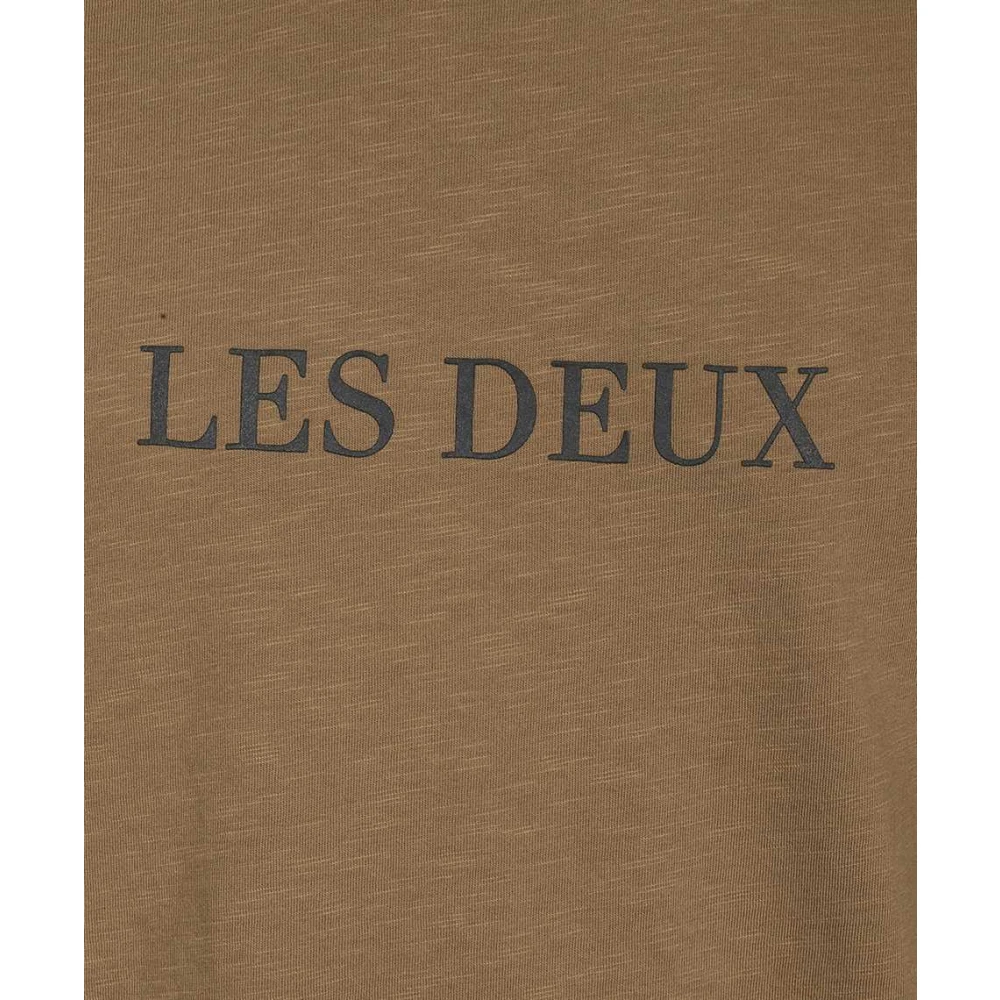 Les Deux Geribbelde katoenen T-shirt Beige Heren