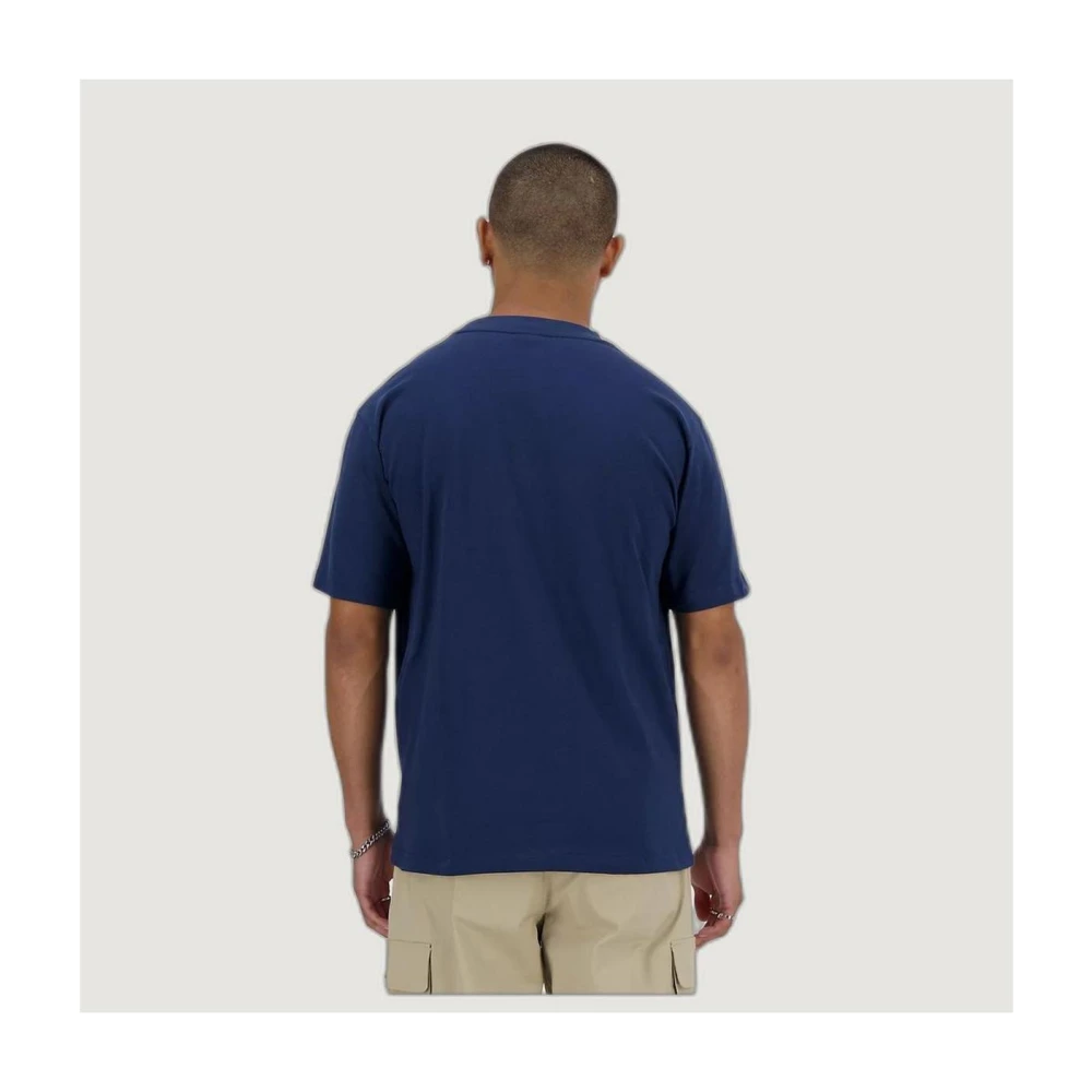 New Balance Blauw Katoenen T-shirt Mannen Collectie Blue Heren