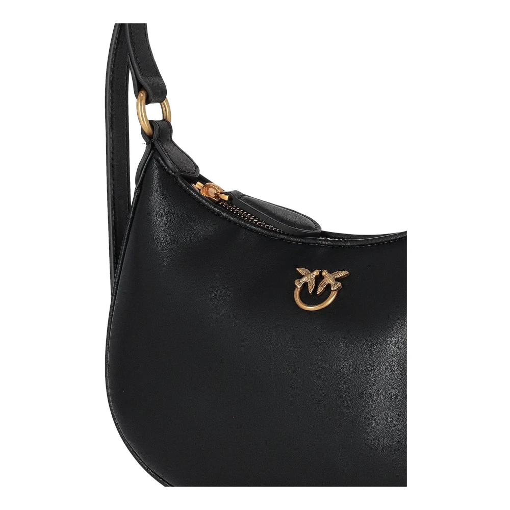 pinko Zwarte Leren Rits Tas Black Dames