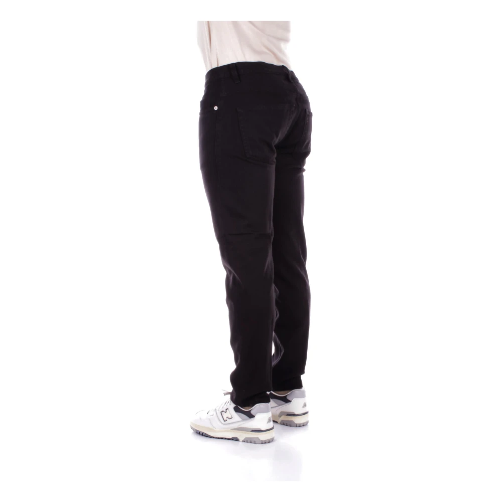 Dondup Zwarte Logo Broek Voorste Knoopsluiting Black Heren