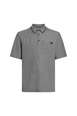 Grå Bomull Polo Skjorta
