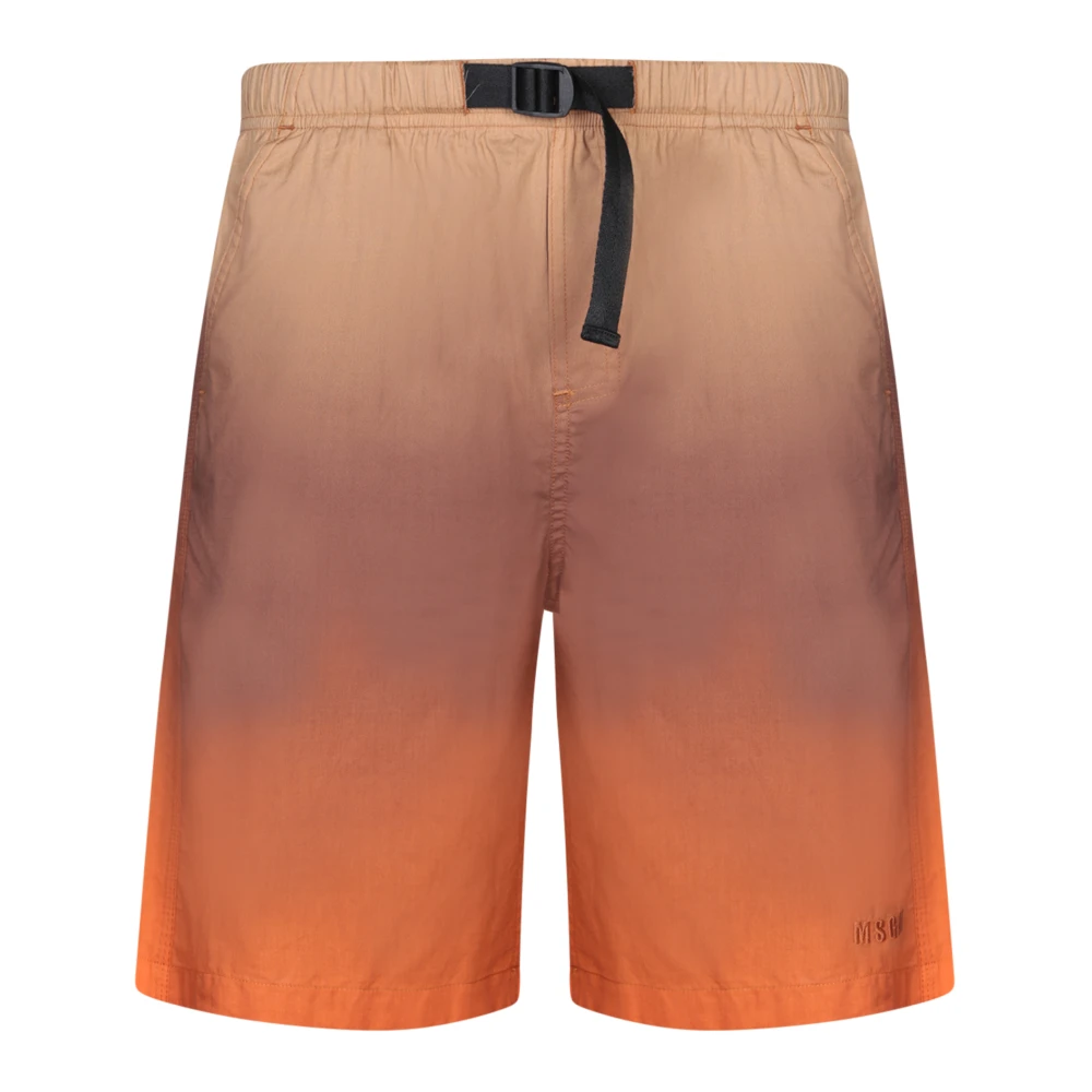 Msgm Katoenen Bermuda Shorts met Elastische Tailleband Beige Heren