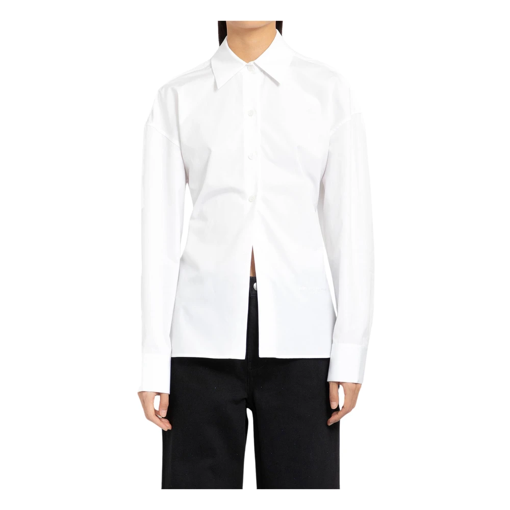 Alexander wang Witte Cinched Taille Shirt met Gebreide Combinatie White Dames