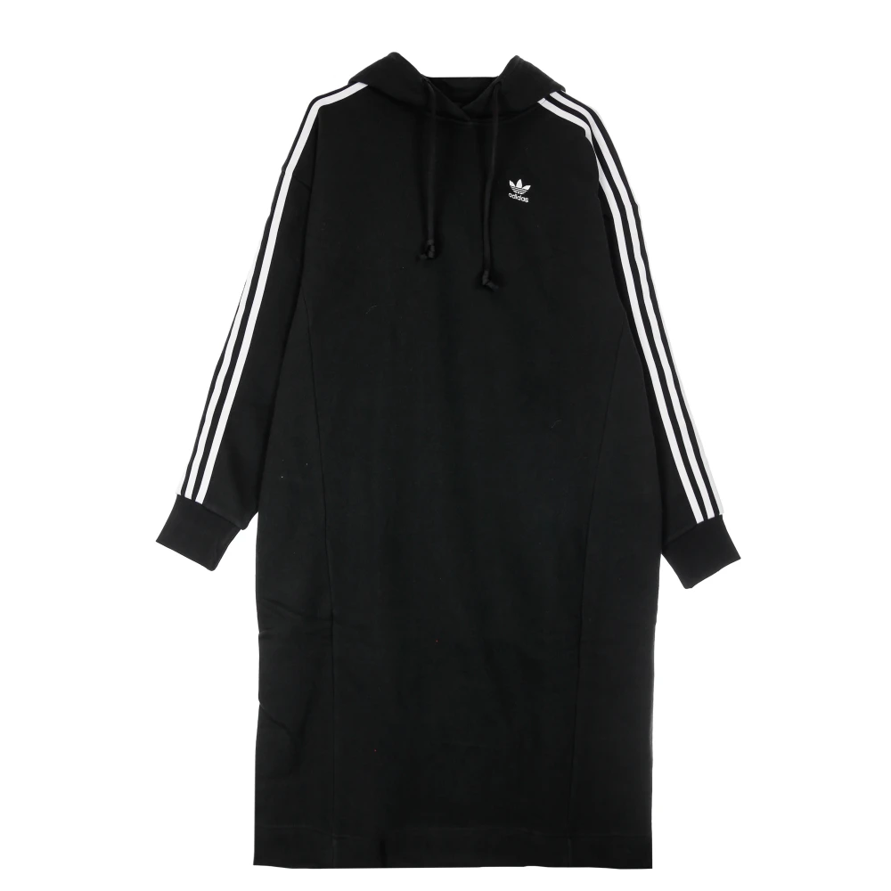 Adidas Zwarte Hoodie Jurk Lange Mouw Black Dames