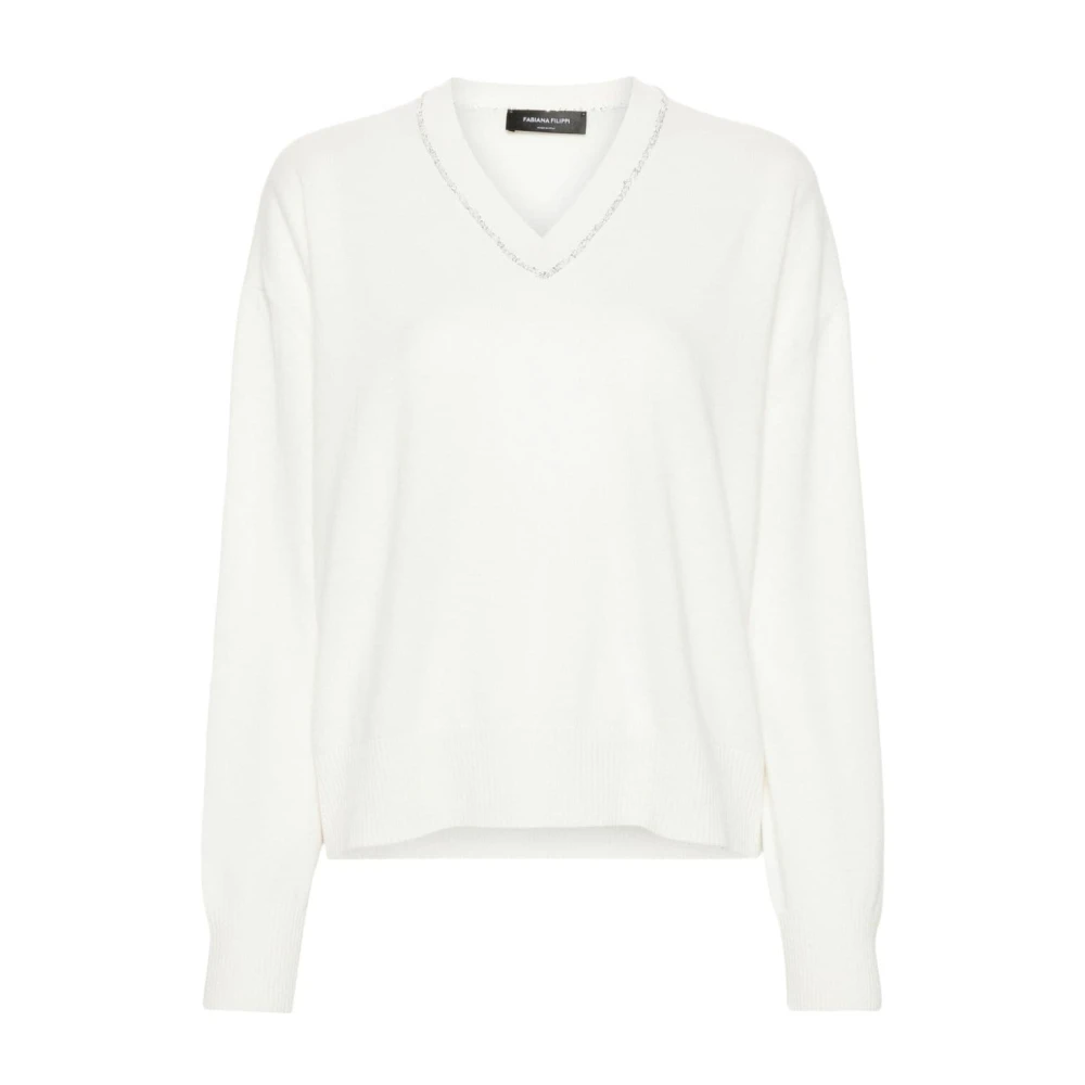 Fabiana Filippi Pailletdetail Gebreide Trui White Dames