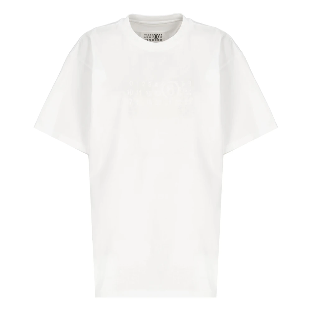 MM6 Maison Margiela Wit Katoenen T-shirt met Iconisch Logo White Dames