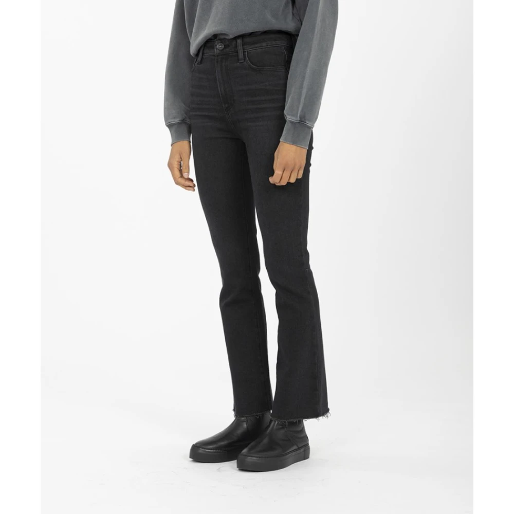 Paige High Rise Flare Cropped Jeans Black Dames