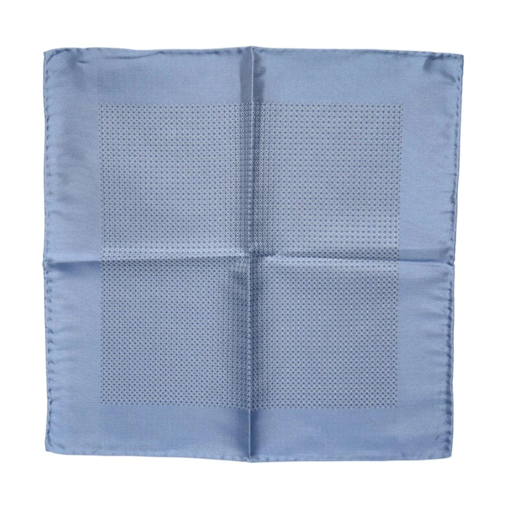 Dolce & Gabbana Men's Blue Silk Scarves, One Size, Luxurious Silk Foulard Scarf With Logo