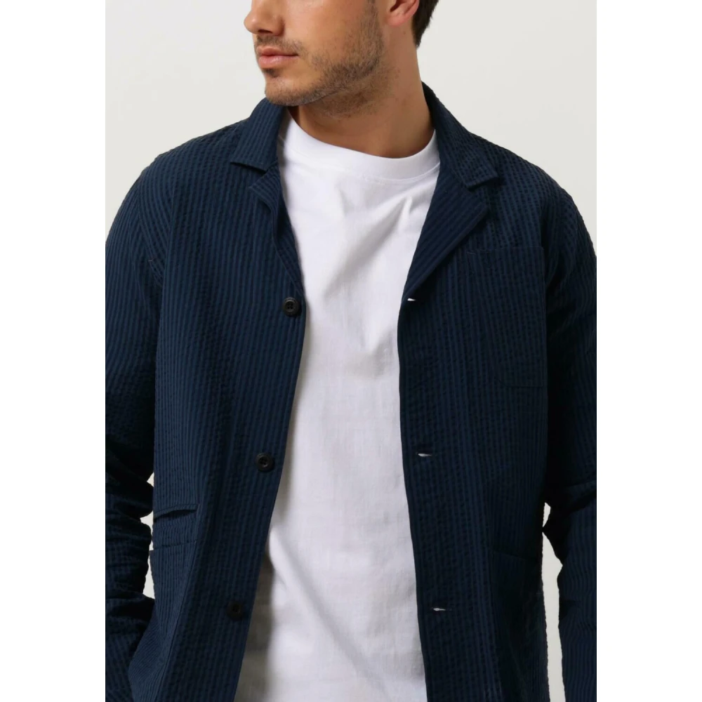 Butcher of Blue Worker Seersucker Blazer Blue Heren
