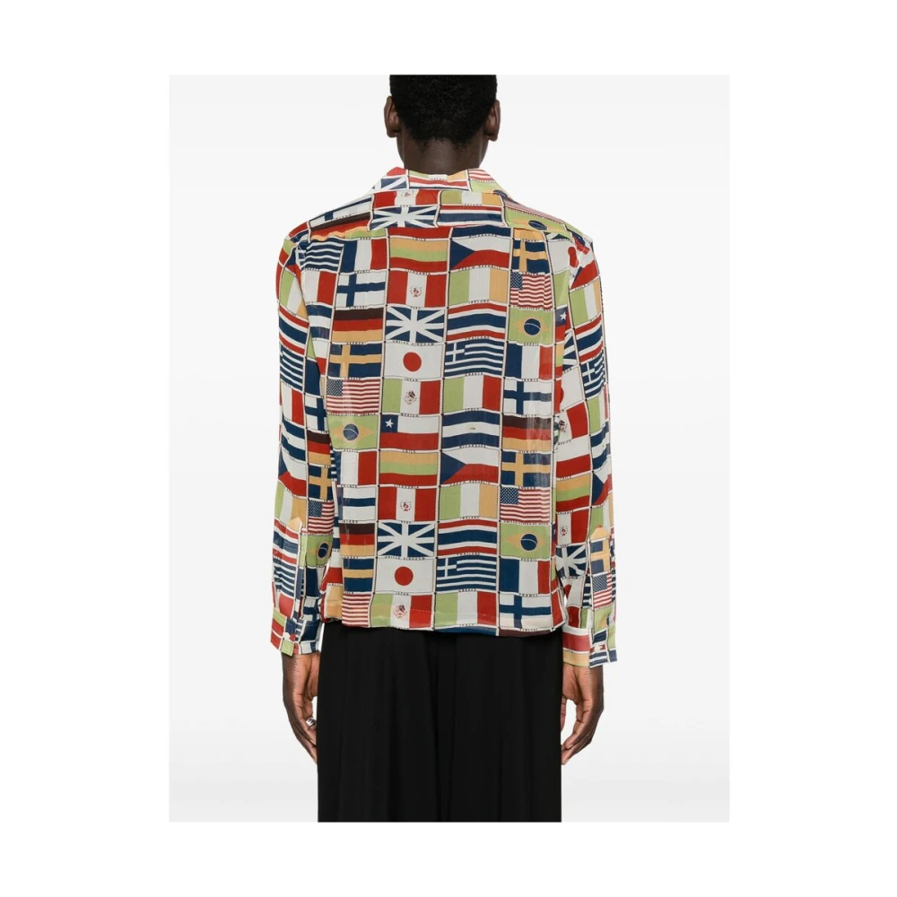 Bode Navy Blue Camp Kraag Shirt Multicolor Heren