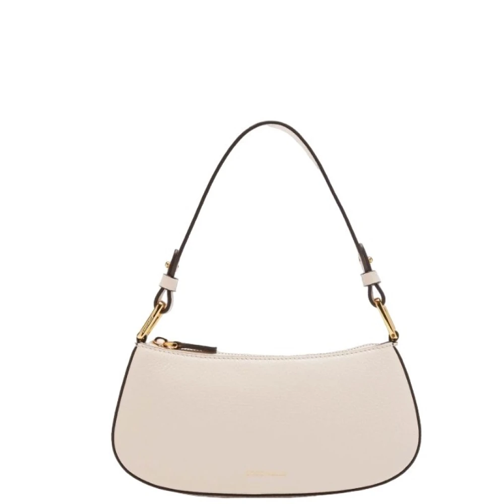 Coccinelle Schoudertas van generfd leer met metalen detail White Dames