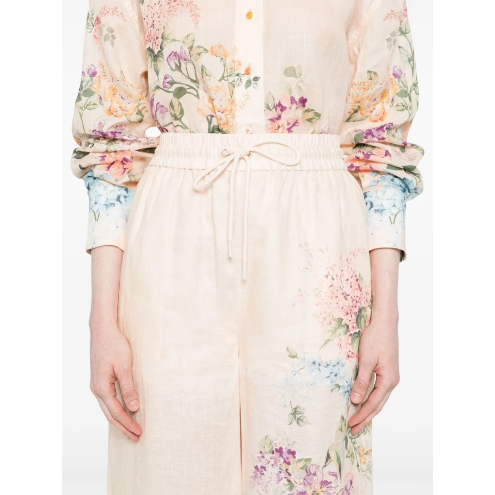 Zimmermann Beige Wijde Linnen Broek Multicolor Dames