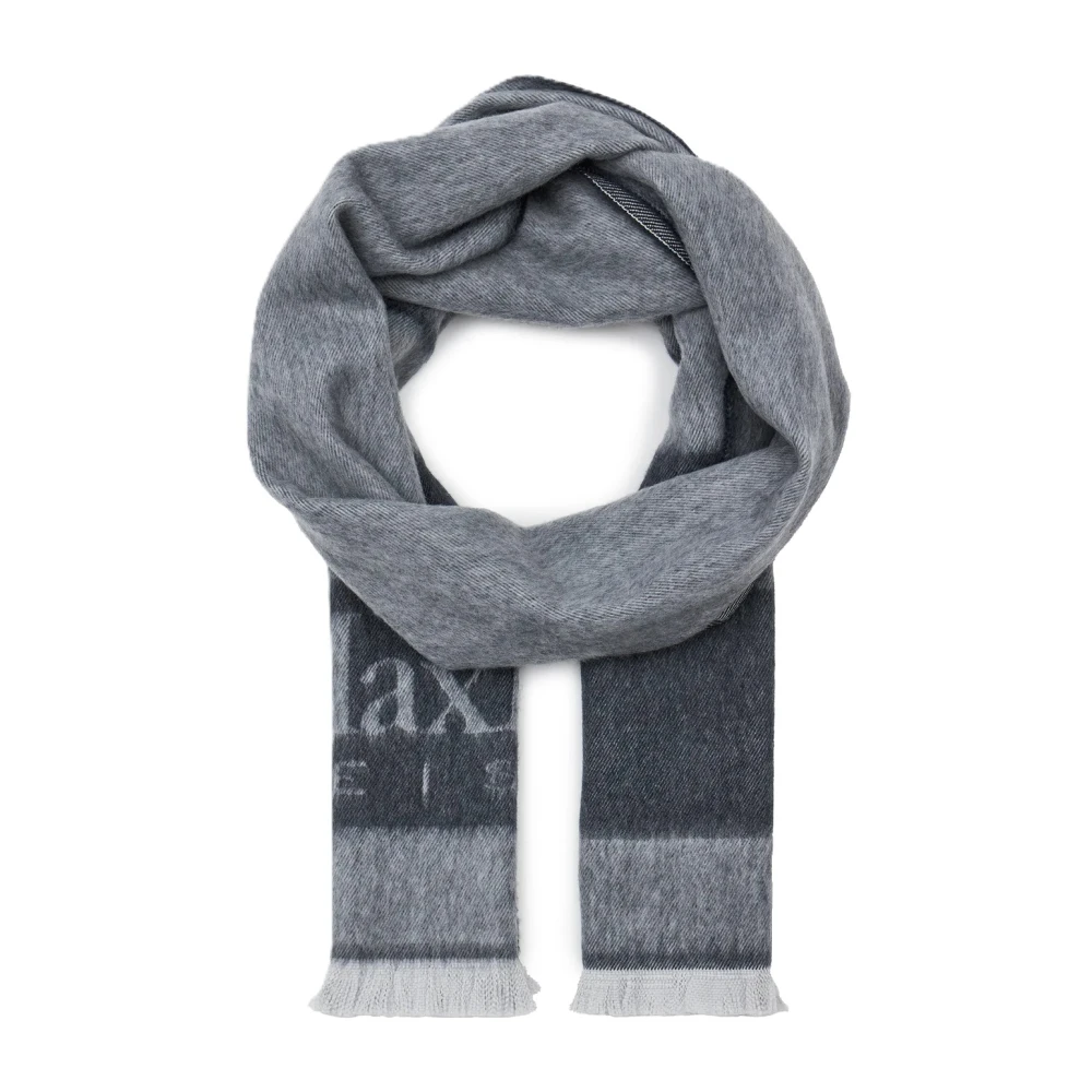 Max Mara Grijze Wollen Logo Sjaal Gray Dames