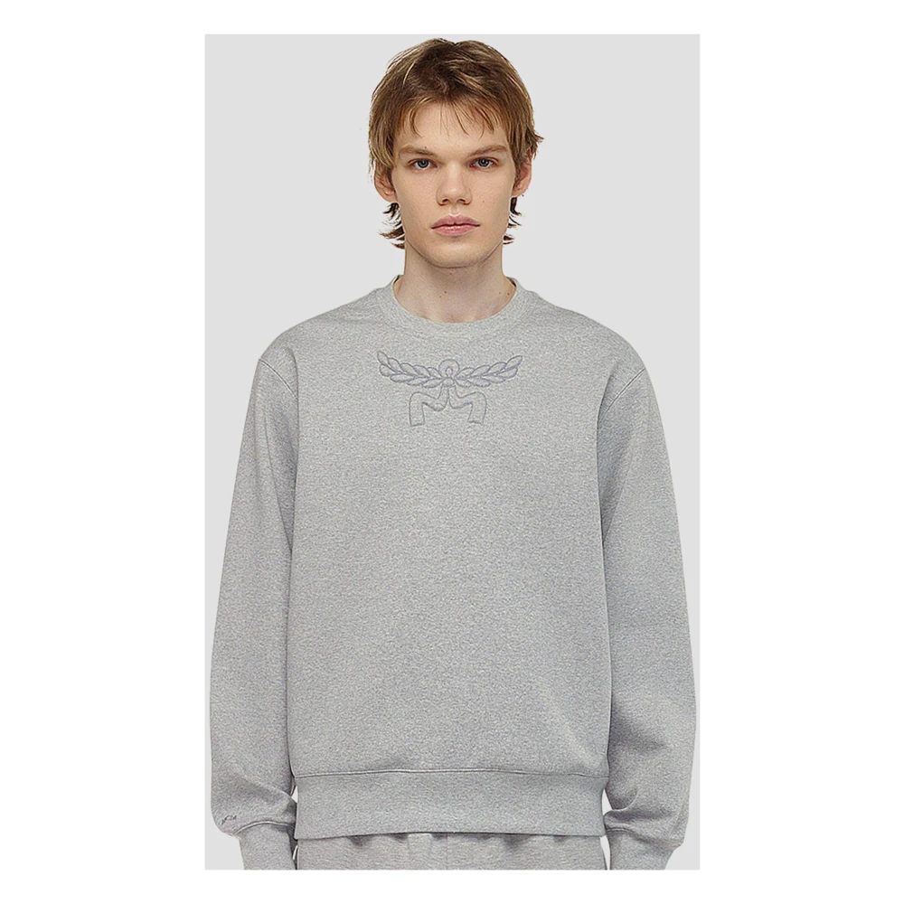 MCM Laurel-Logo-Ponte-Sweatshirt Gray Heren