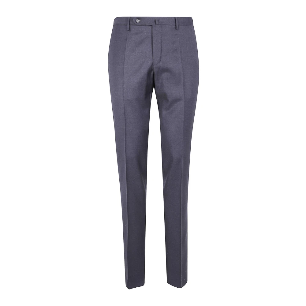 Incotex Mannelijk Grijs Broeken Heren, Xl, Wol, Flat-Front Wollen Geklede Broek