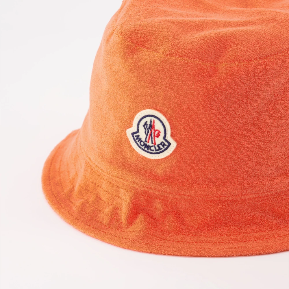 Moncler Logo Katoenen Beanie Muts Orange Dames