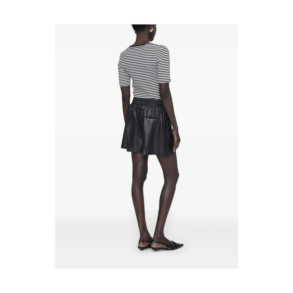 Anine Bing Zwarte Elastische Taille Shorts Black Dames