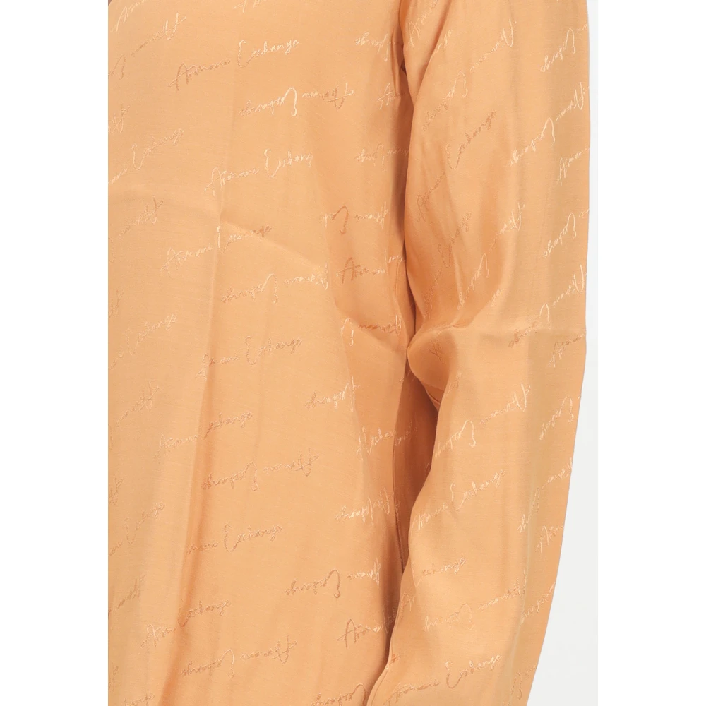 Armani Exchange Elegante Oranje Signature Print Blouse Orange Dames
