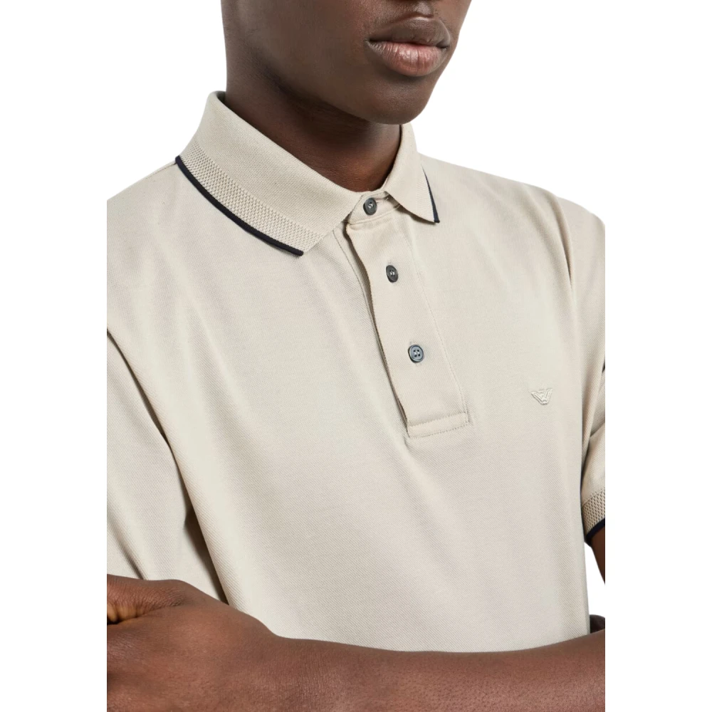 Emporio Armani Zilveren Polo Shirt met Stijlvol Ontwerp Beige Heren