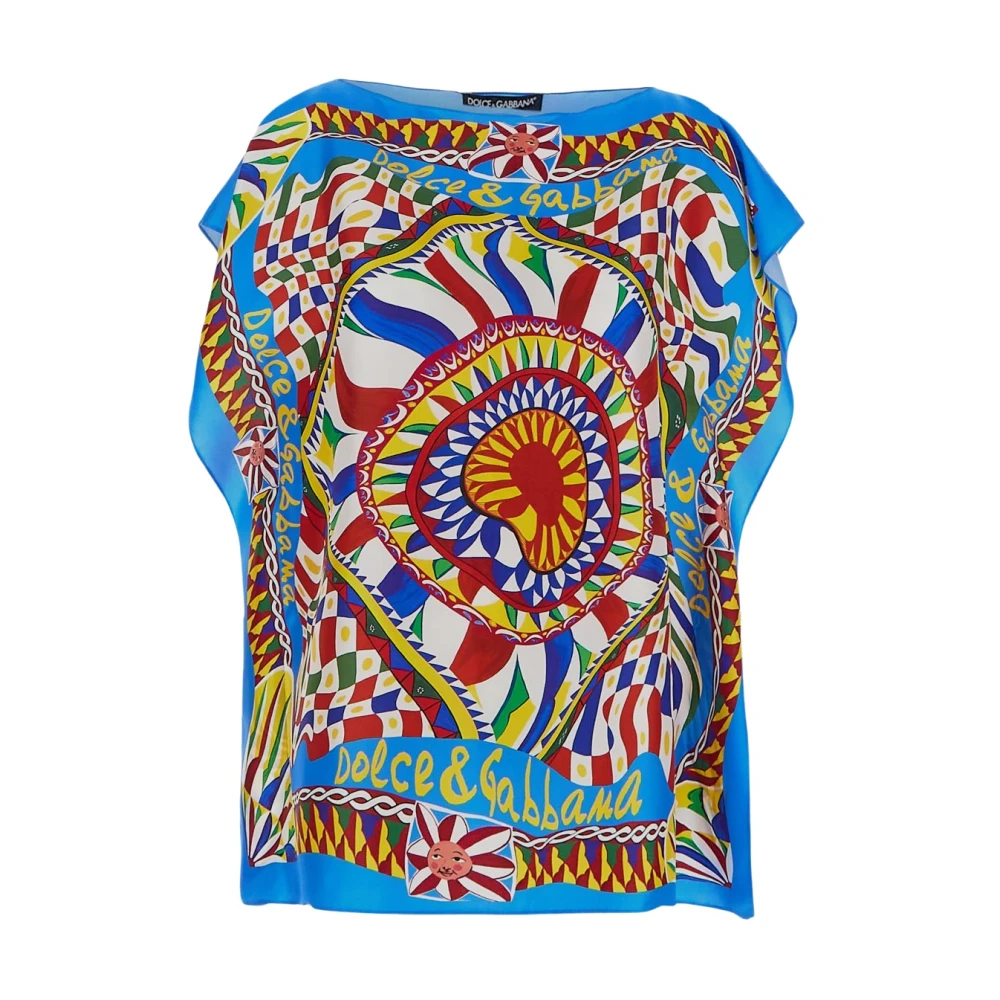 Dolce & Gabbana Carretto-Print Zijden Blouse Multicolor Dames