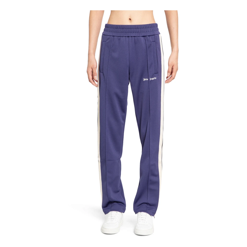 Palm Angels Logo Track Pants met Zijstrepen Purple Heren