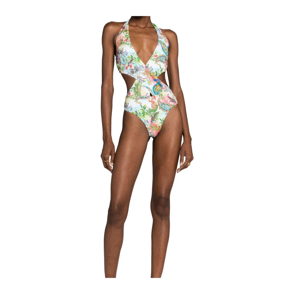 Roberto Cavalli Botanische Print Halternek Badpak Multicolor Dames