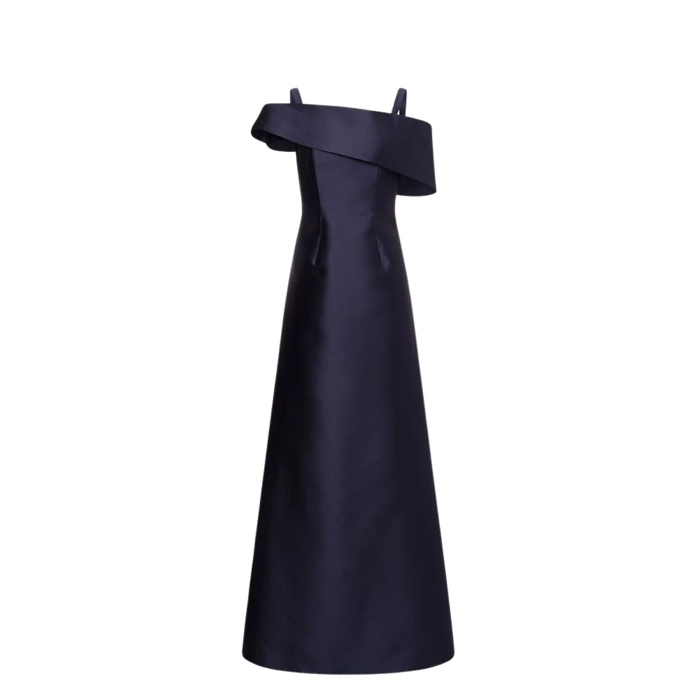 Alberta Ferretti Women's Blue Long Dress In Mikado Cocktail - Gowns - L - Dresses