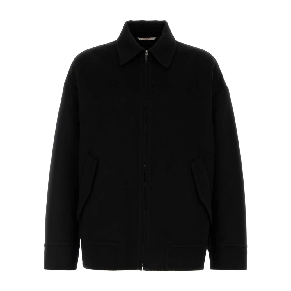 Valentino Garavani Black Bomber Jackets, Male, M, Wool Blend Oversize Jacket