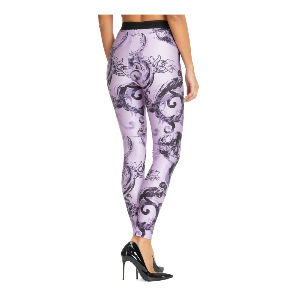 Versace Jeans Couture Abstracte Multikleur Leggings Purple Dames