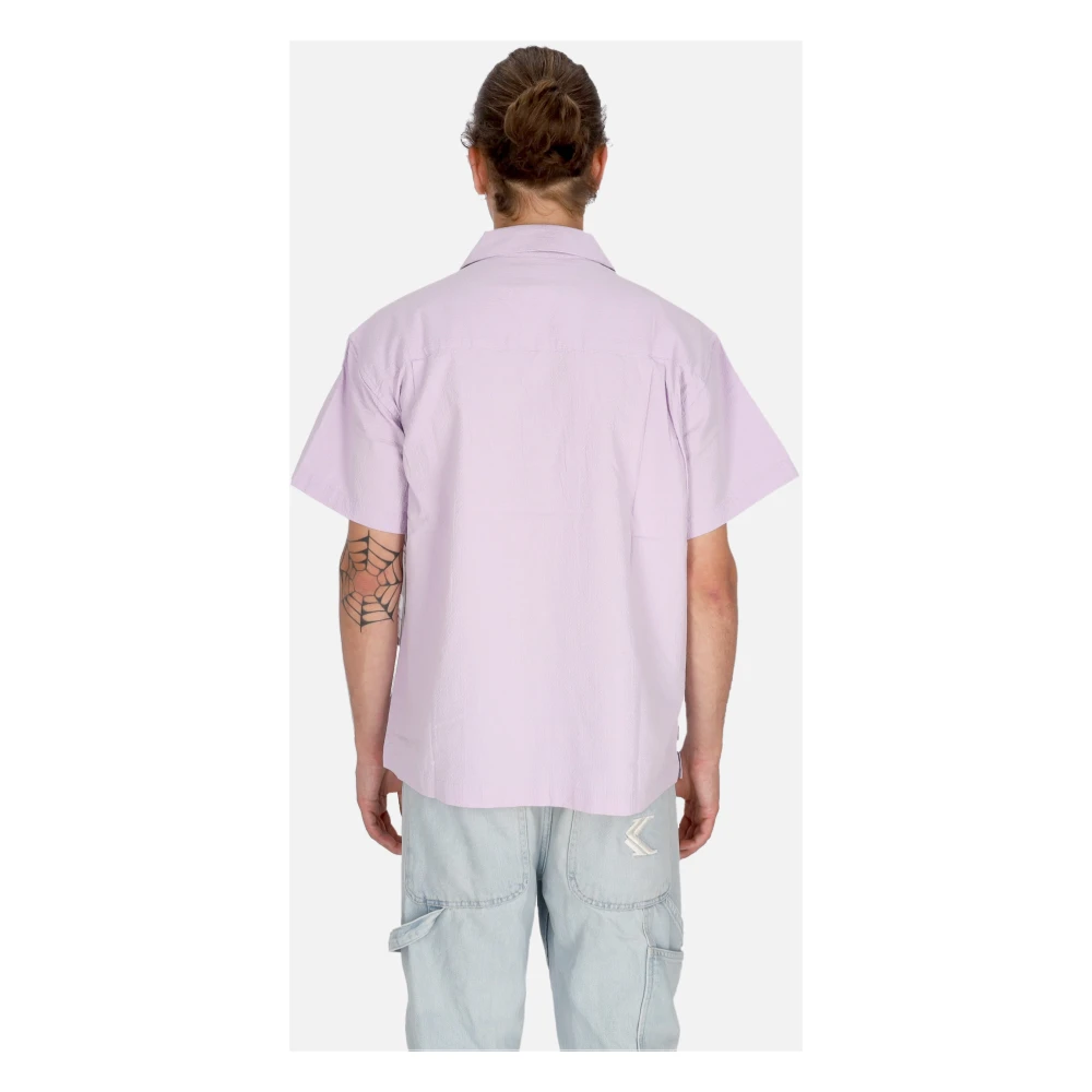 Obey Orchid Petal Geweven Shirt Korte Mouw Purple Heren