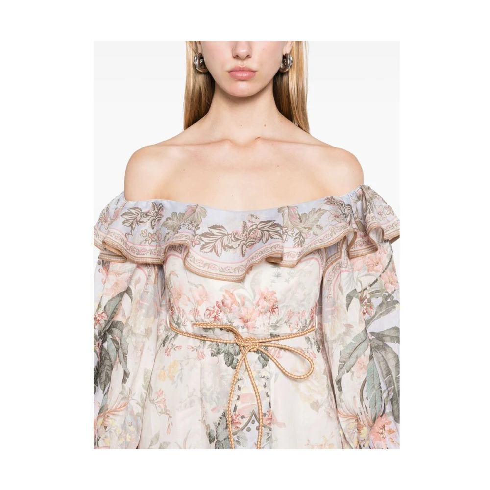 Zimmermann Bloemen Off-Shoulder Jurk Multicolor Dames
