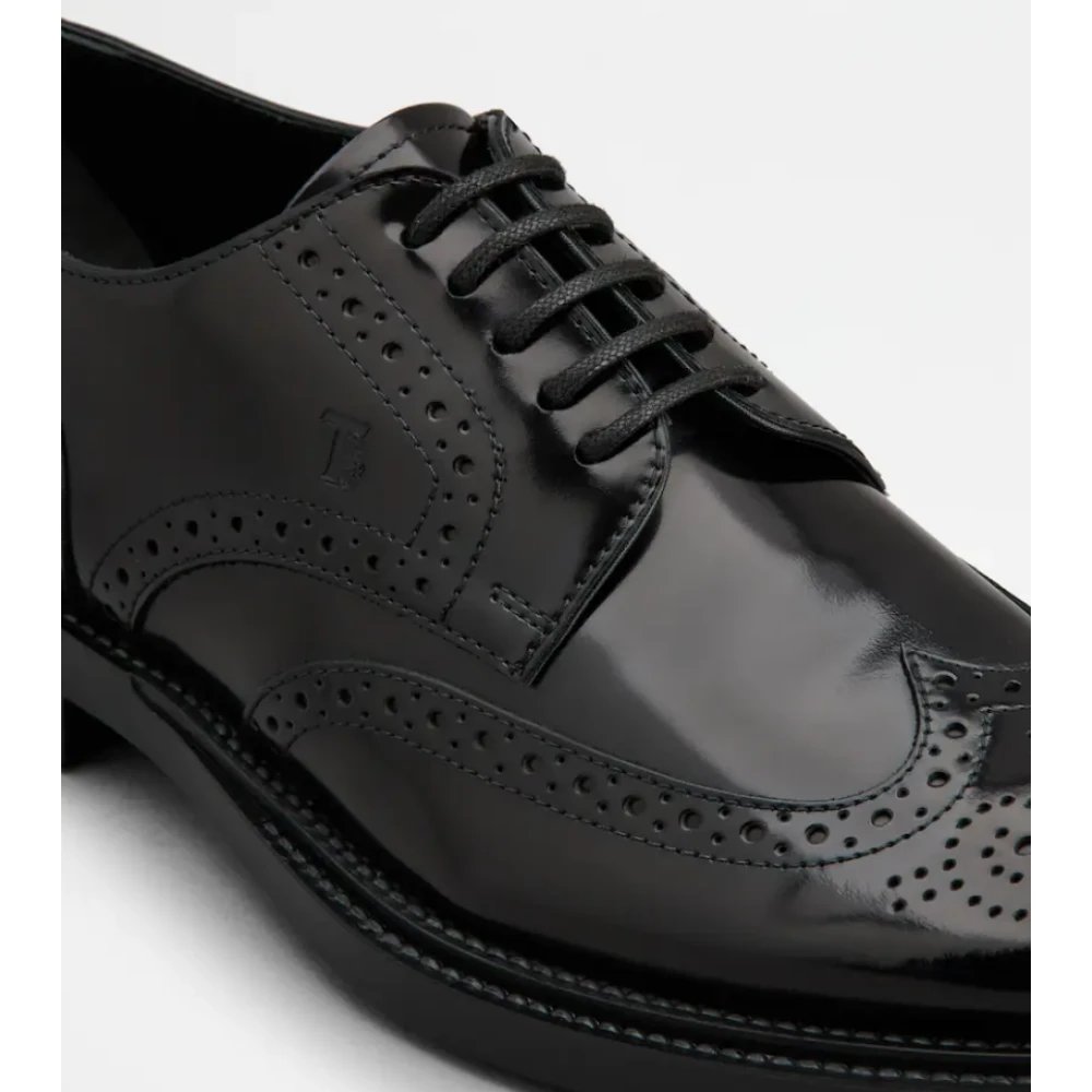 TOD'S Zwarte Veterschoenen van Leer Black Heren