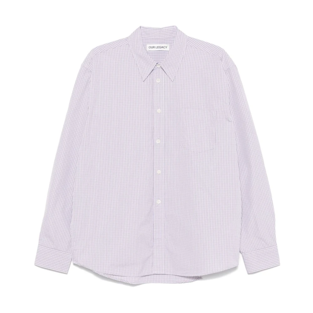 Our Legacy Geruite Poplin Overhemd Blue Heren