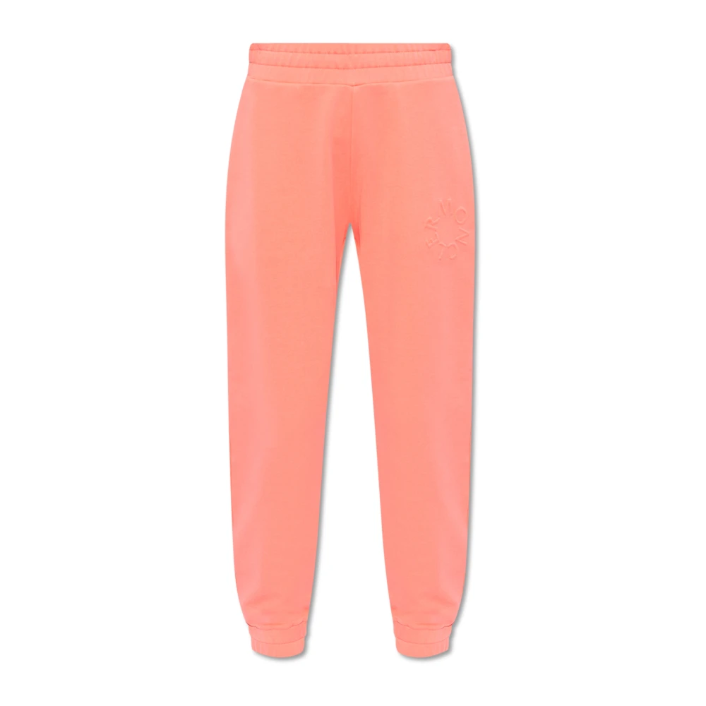 Moncler Women's Pink Sweatpants, Xs, Embossed Logo Track Trousers