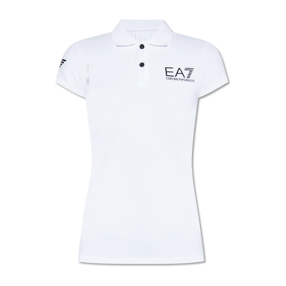 Emporio Armani EA7 Polo shirt met logo White Dames