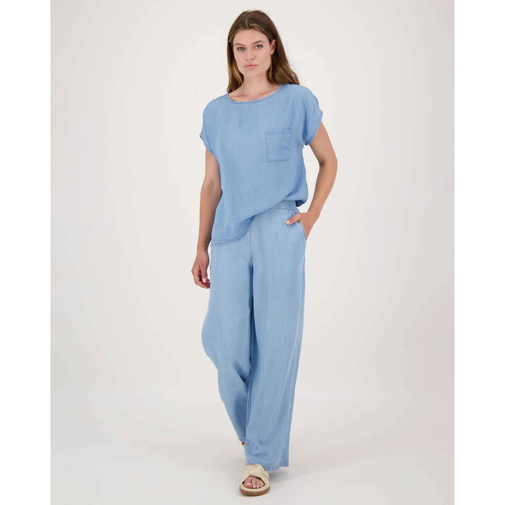 Zusss Wijde Tencel Broek Blue Dames