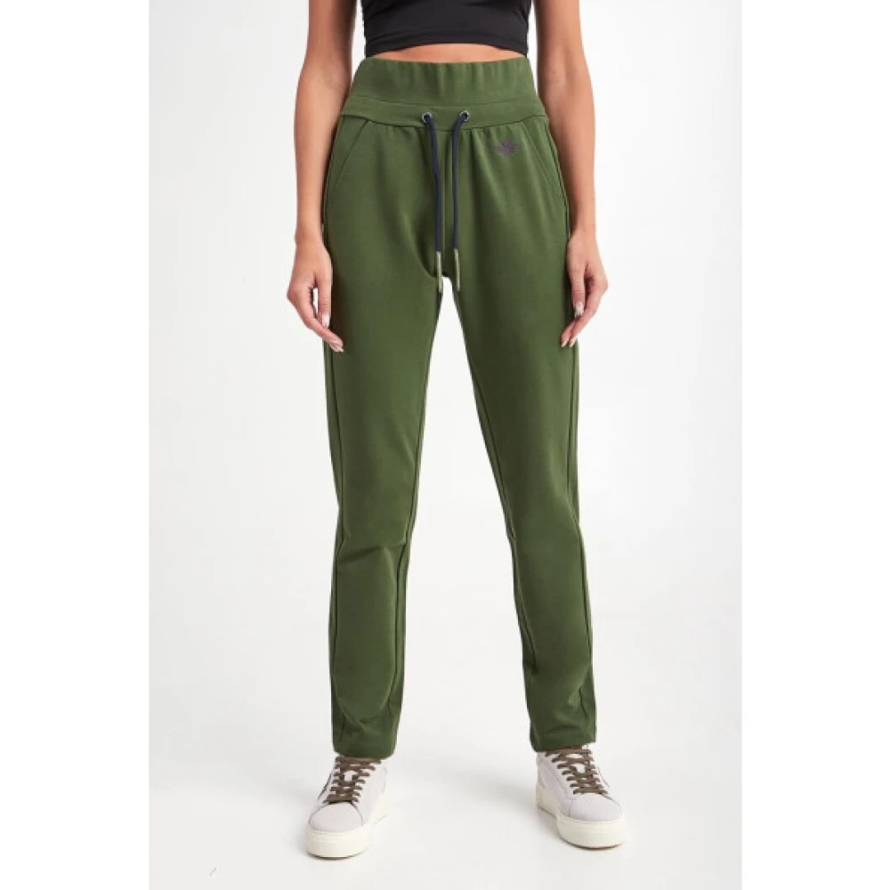 Aeronautica militare Hoge Taille Felpa Broek Green Dames