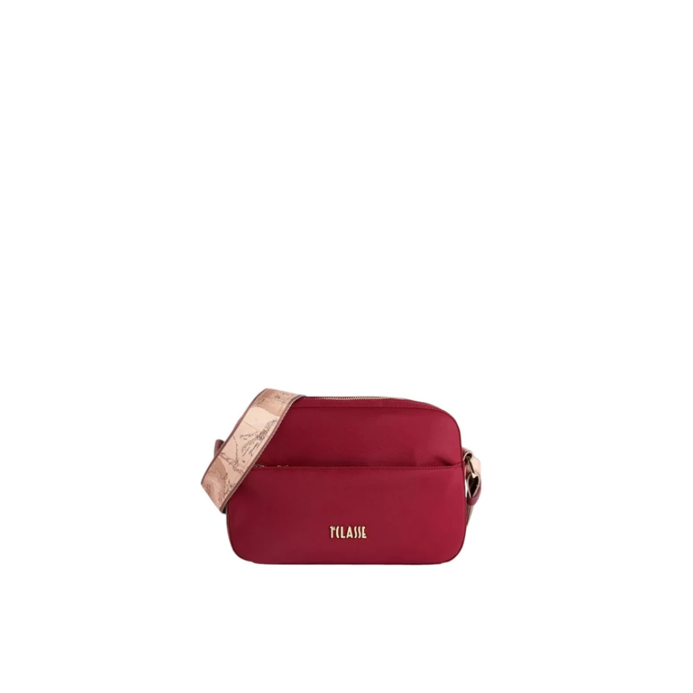 Alviero Martini 1a Classe Rode leren schoudertas met Geo-Cultuur ontwerp Pink Dames