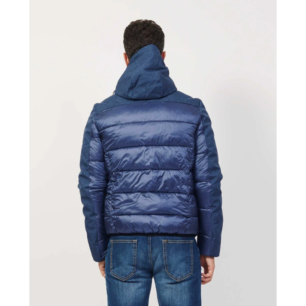 YES ZEE Gestikte Blauwe Jas met Softshell Inserts Blue Heren
