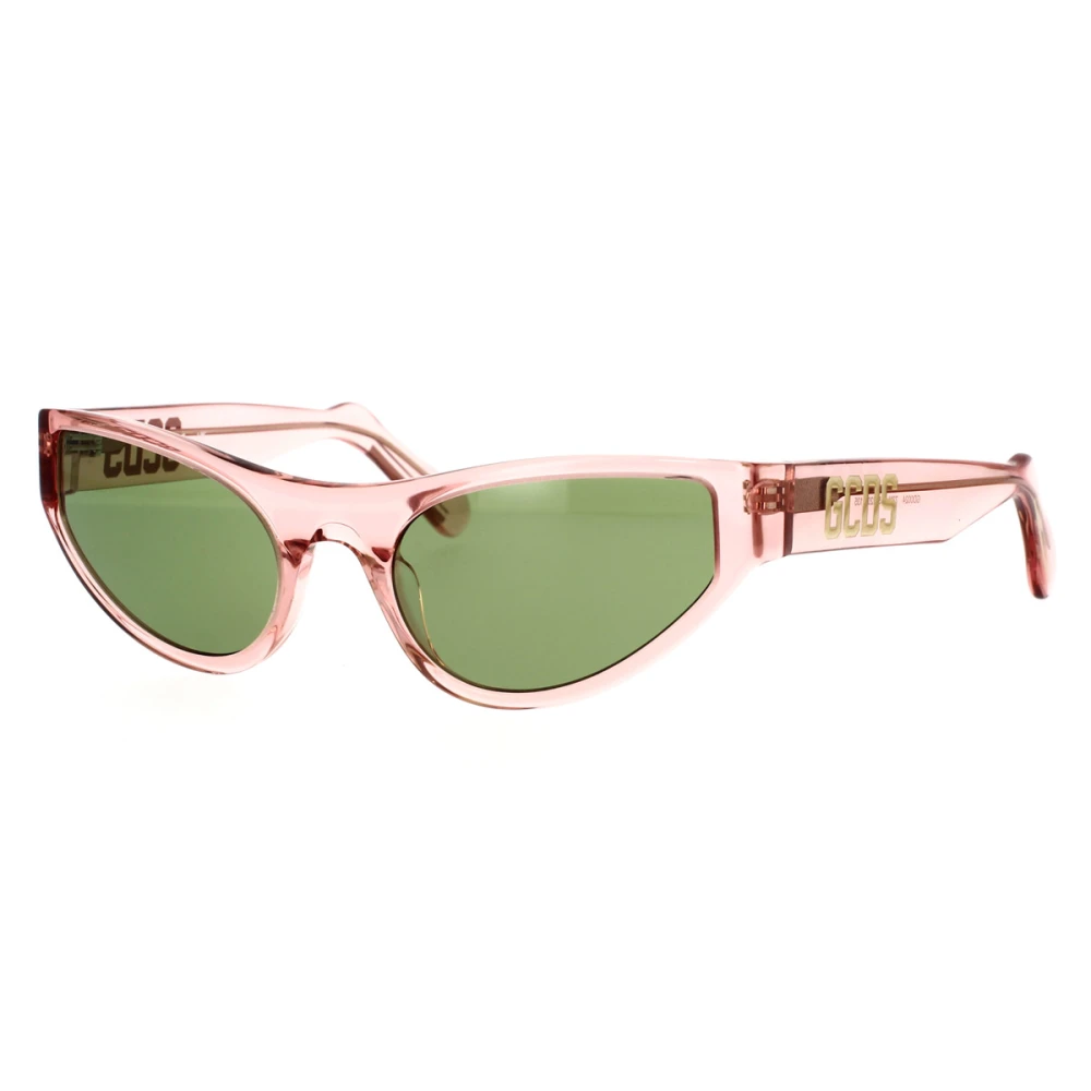 Gcds Transparent Rosa Cat-Eye Solglasögon med Gröna Linser Pink, Unisex