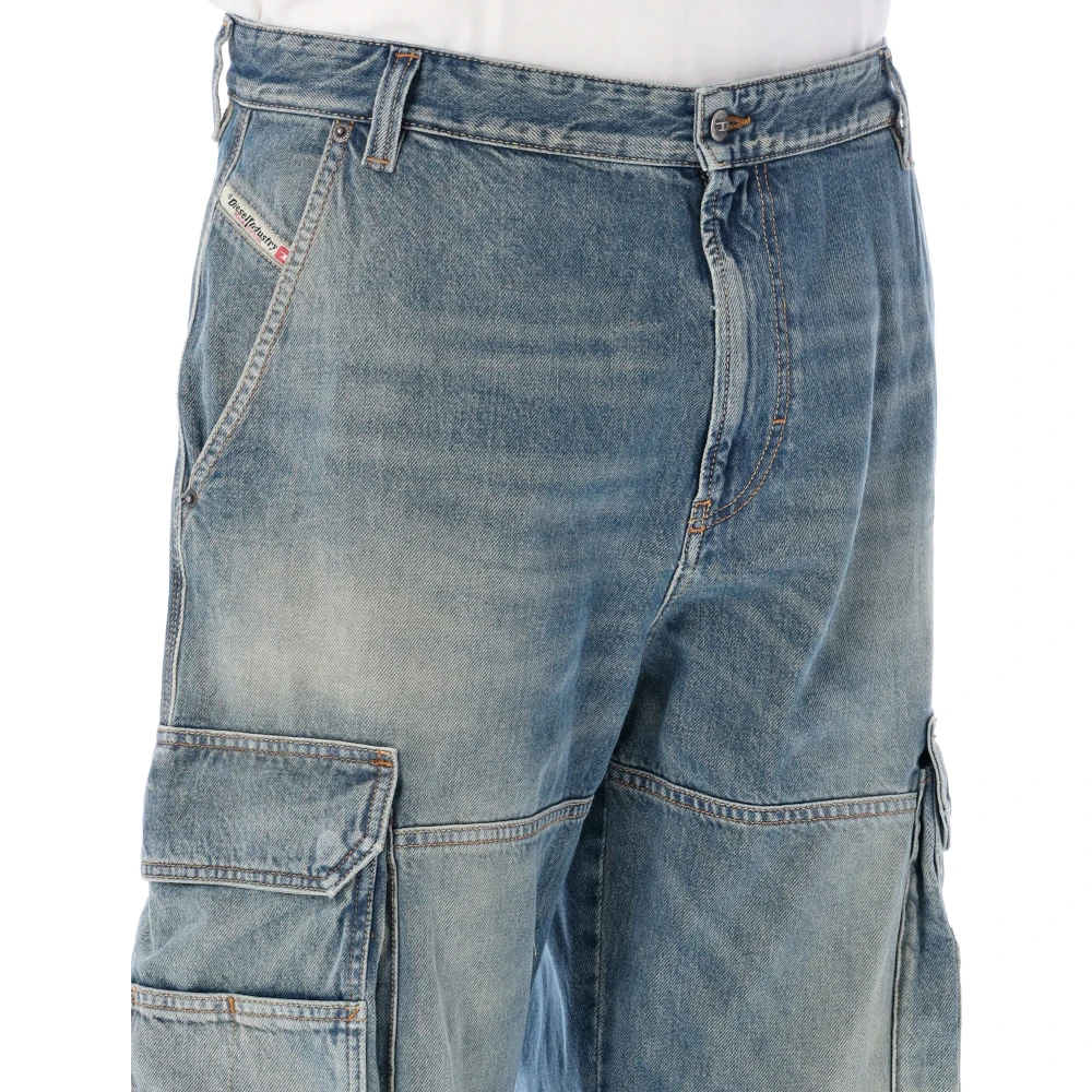 Diesel Blauwe Cargo Jeans Losse Pasvorm Blue Heren