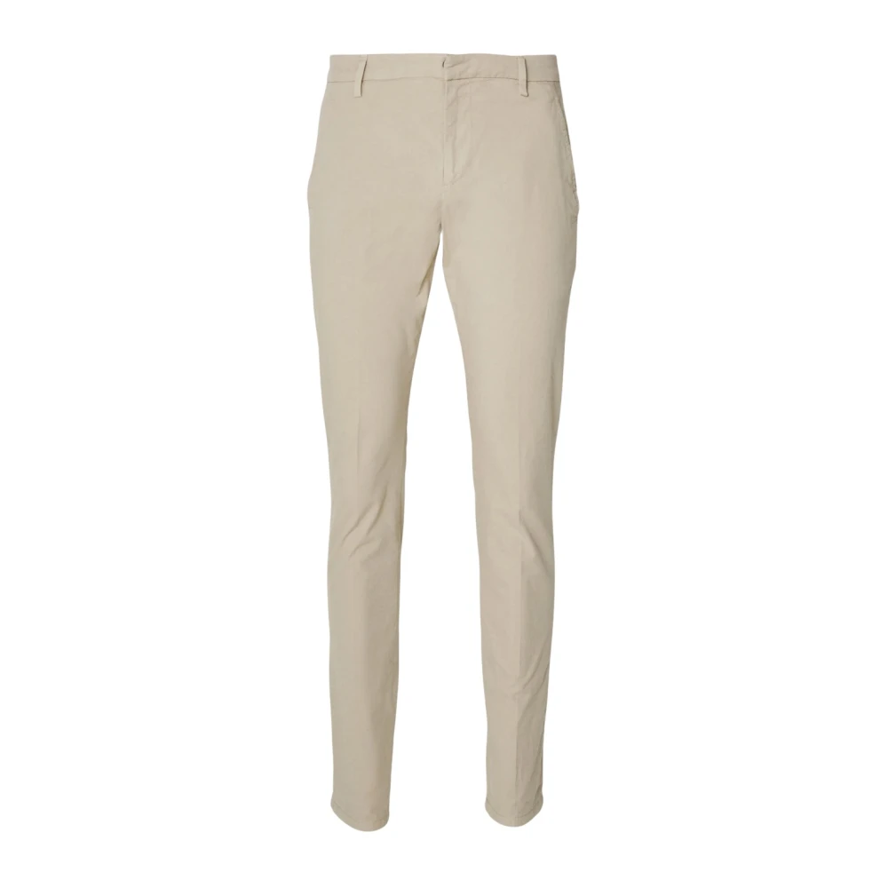 Dondup Men's Beige Slim-Fit Trousers, W31, Slim Linen Trousers With Logo