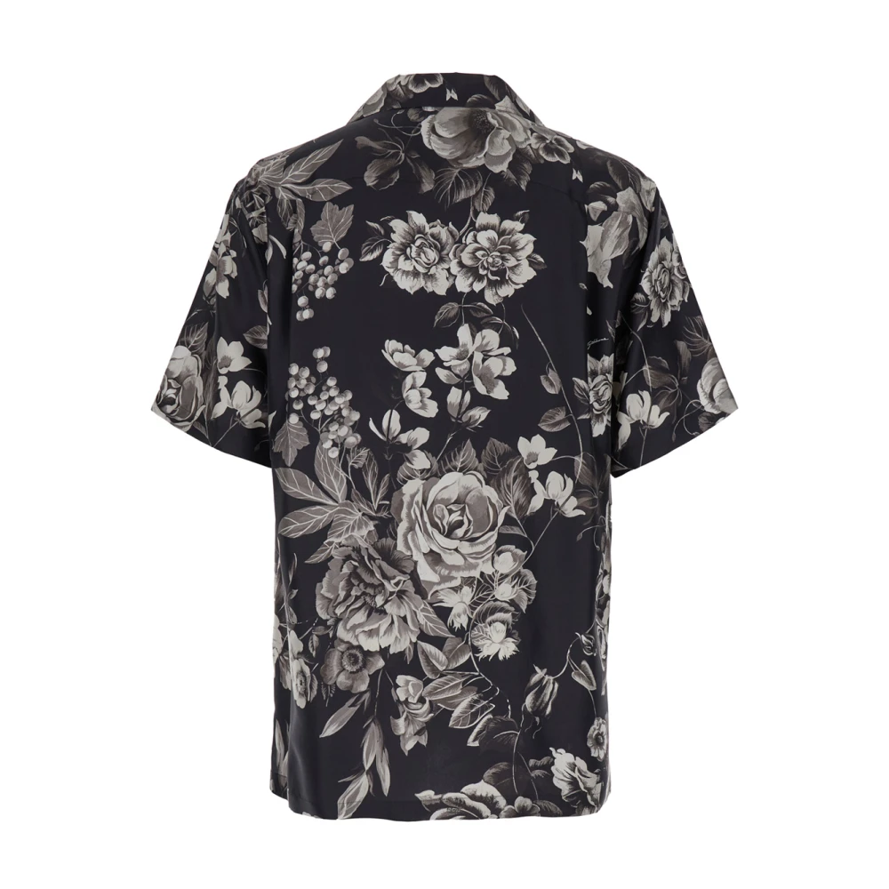 Dolce & Gabbana Rose Print Cuban Collar Shirt Multicolor Heren