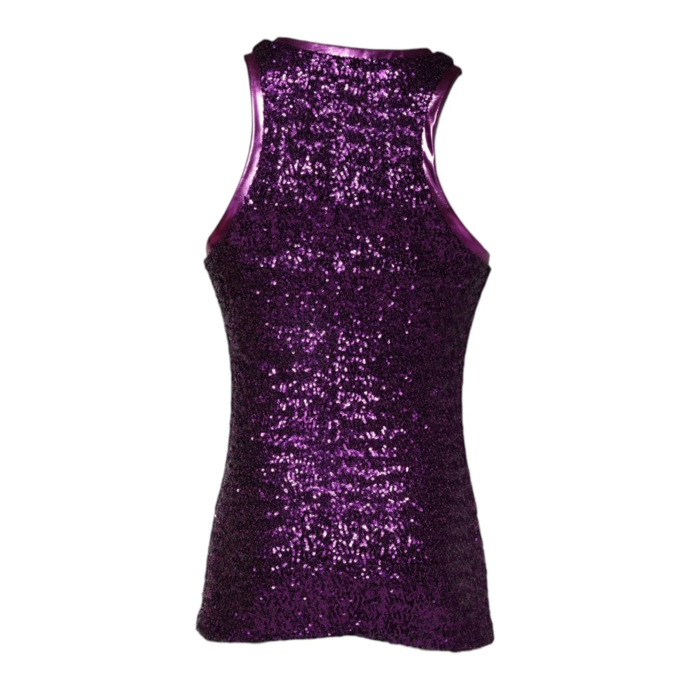 Dolce & Gabbana Paarse Paillet Mouwloze Top Purple Dames
