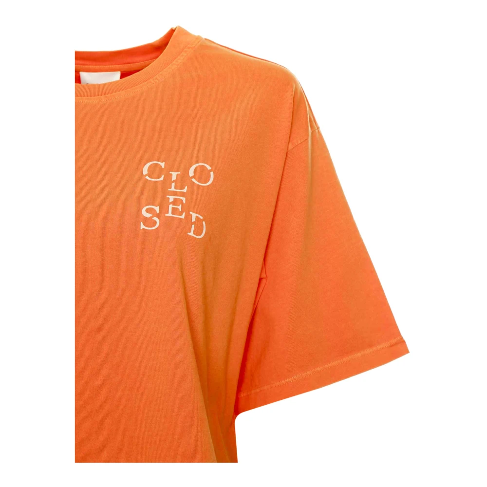closed Geribbelde Ronde Hals T-Shirt Orange Dames