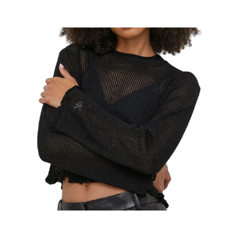 Calvin Klein Zwarte Metallic Trui Kwaliteit Gegarandeerd Black Dames
