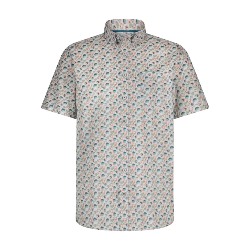 State of Art Korte Mouw Twill Print Shirt White Heren