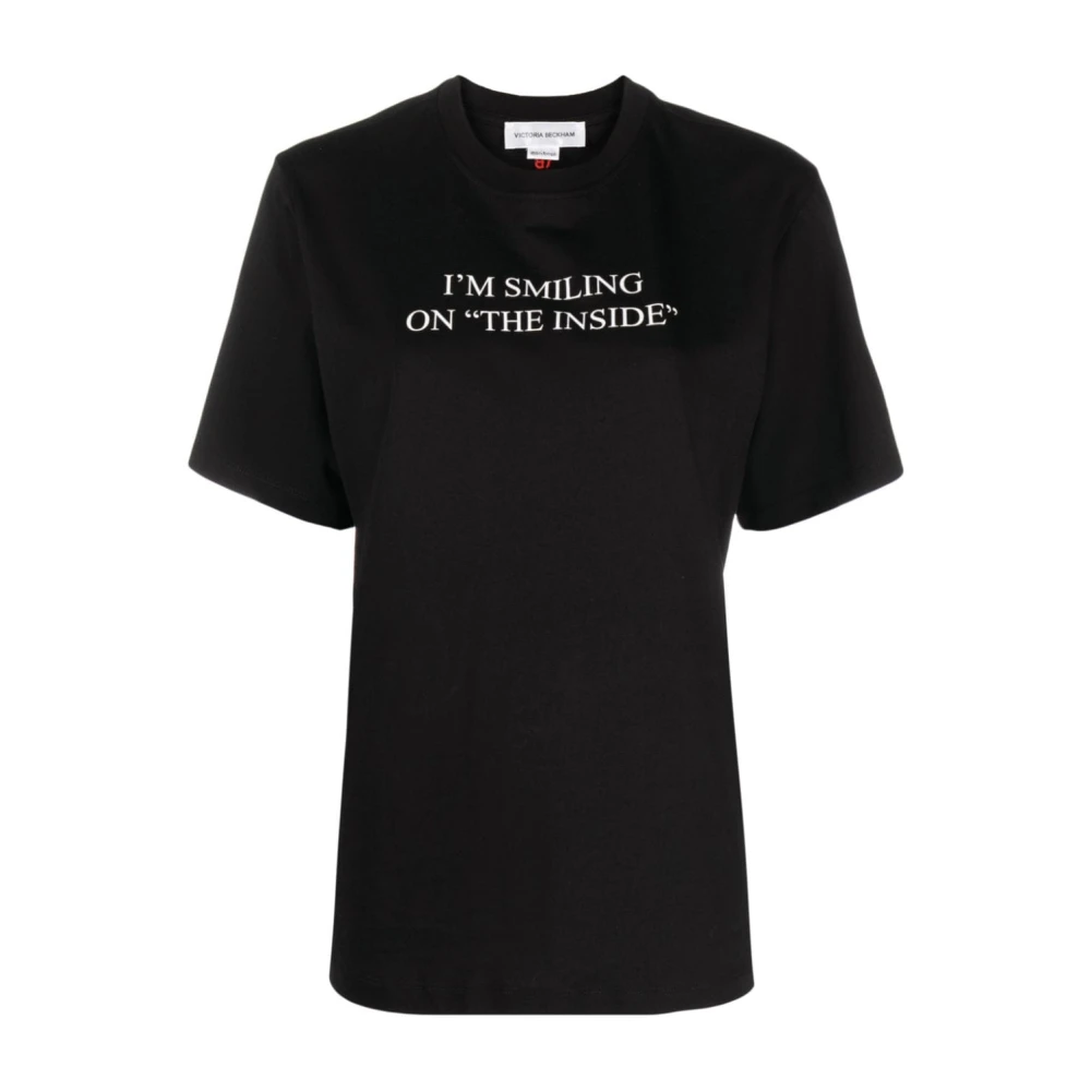 Victoria Beckham Zwart T-shirt met slogan print Black Dames